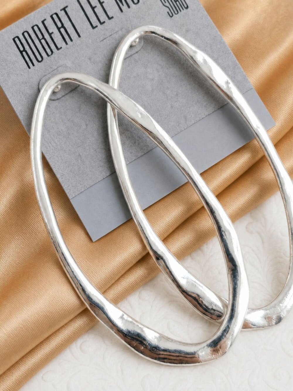 Robert Lee Morris Soho Silver Oval Hoop Earrings - Picture 2 of 2